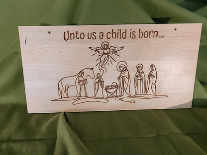 Engraved Plaque — Oh Holy Night — Cherry — 6.25×12.25