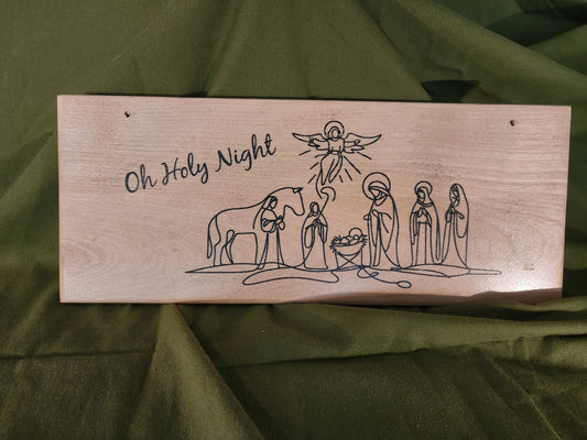 Engraved Plaque — Oh Holy Night — Cherry — 6.25×12.25