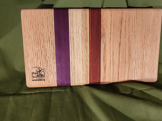Bar Board — Ash/Purpleheart/Padauk — 6×10.75×0.5